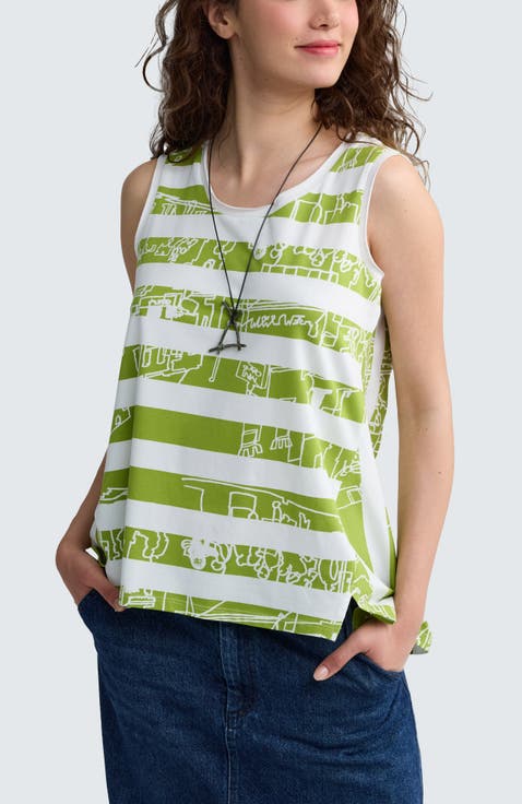 Ondine Striped High-Low Top