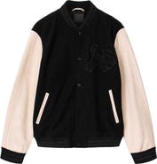 AllSaints Holloway Wool & Leather Varsity Bomber Jacket