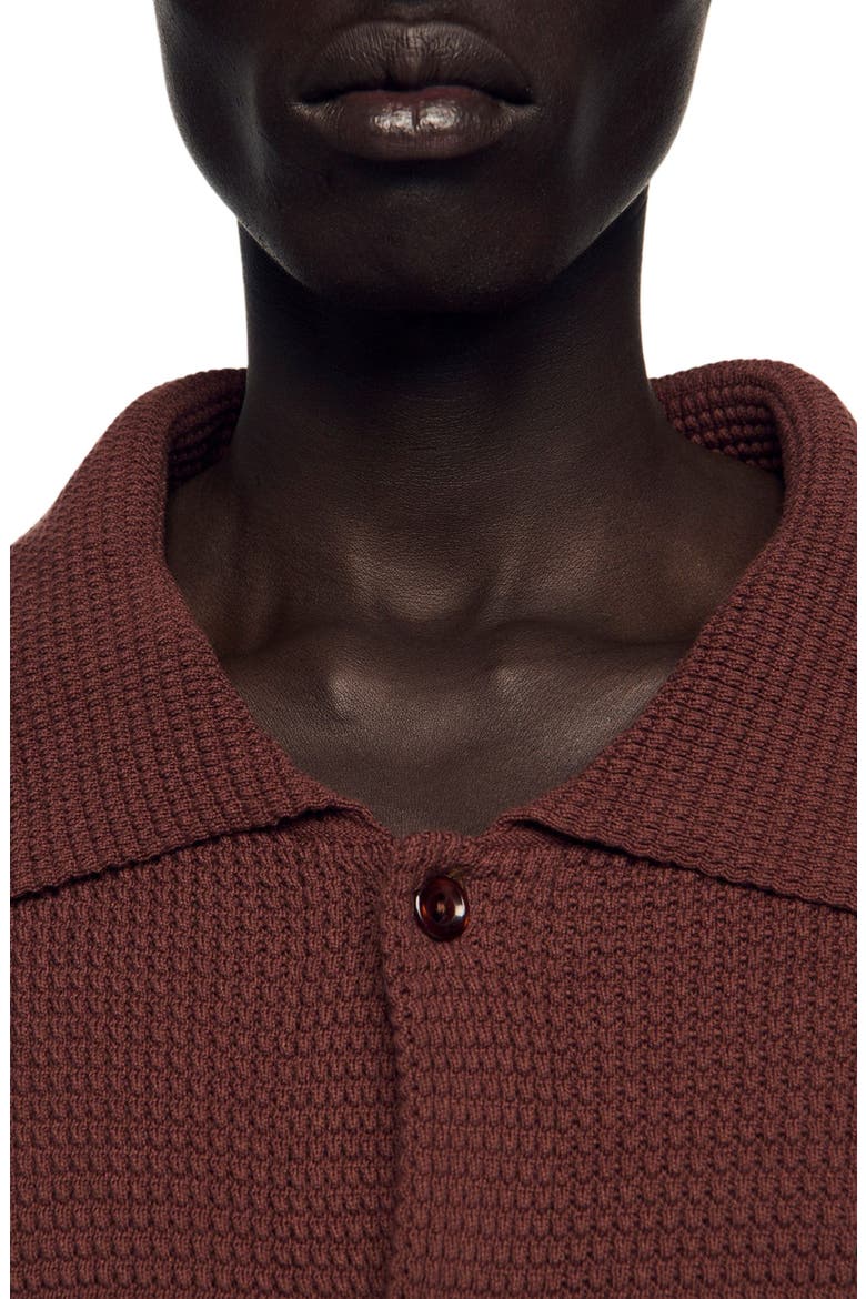 Waffle-knit shirt, Alternate, color, Chocolate