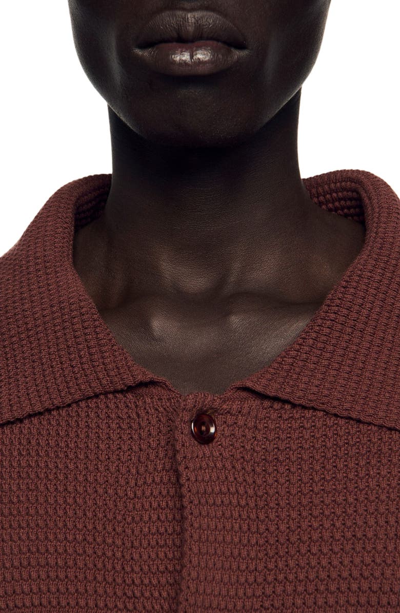 SANDRO Waffle-knit shirt, Alternate, color, Chocolate