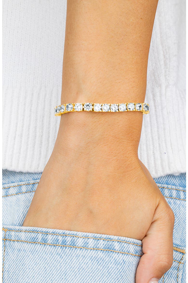 Round Cut Cubic Zirconia Tennis Bracelet, Alternate, color, GOLD