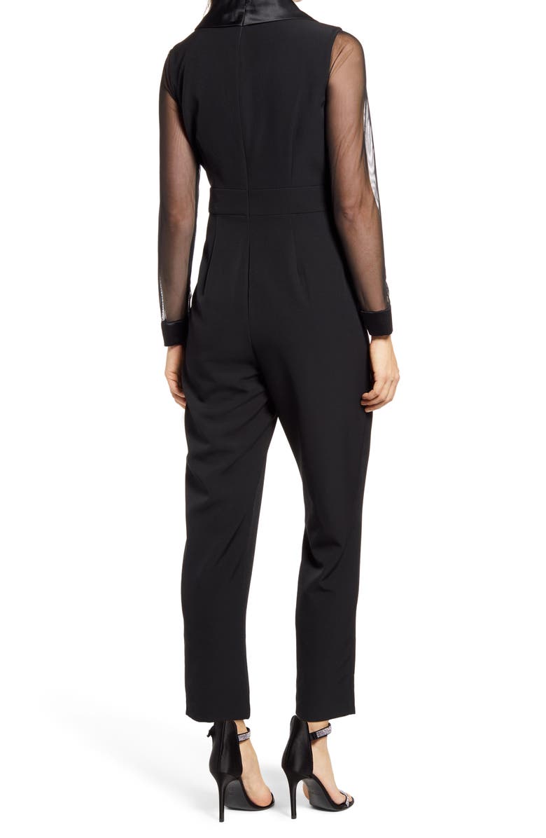 Eliza J Long Sleeve Shawl Collar Tuxedo Jumpsuit, Alternate, color, 
