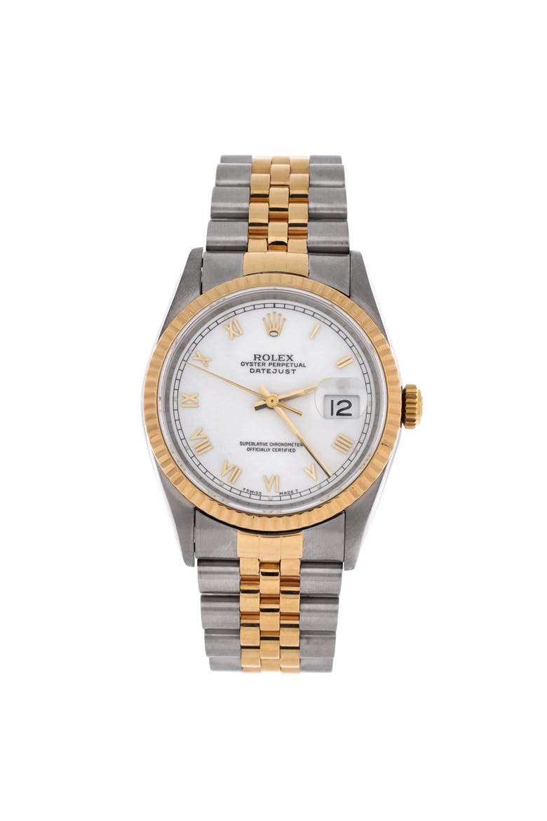 Oyster Perpetual Datejust Automatic Watch Stainless Steel and Yellow Gold 36, Main, color, Metallic Silver