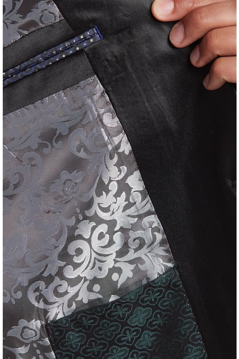 Shawl Collar One Button Printed Sportcoat, Alternate, color, BLACK