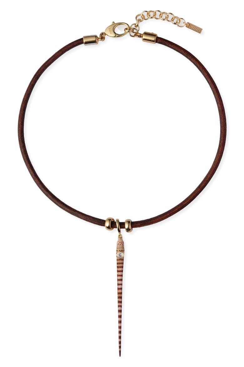 Selkie Sea Urchin Spine Pendant Necklace, Main, color, BROWN