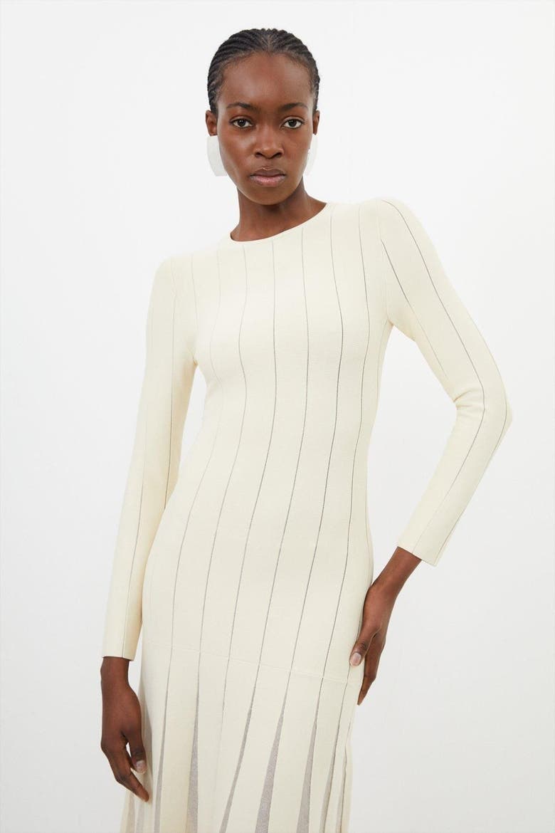 Filament Full Skirt Knit Midi Dress, Alternate, color, Ivory