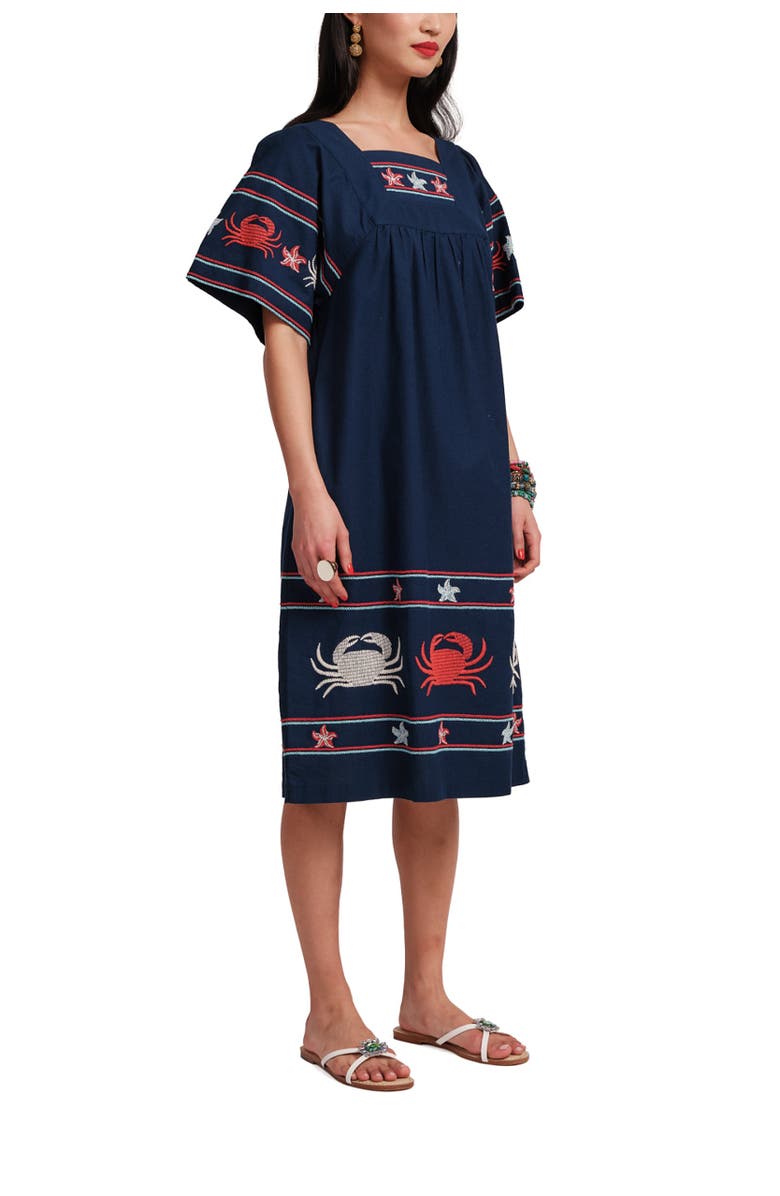 Frances Valentine Picnic Dress Crab Embroidery, Alternate, color, Black