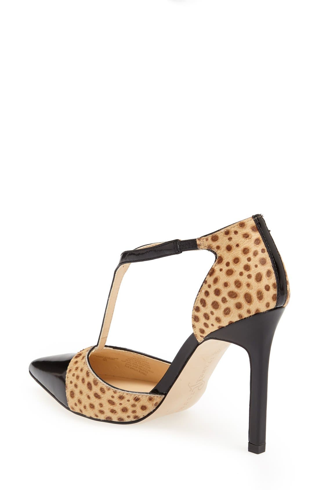 'Camela' T-Strap Calf Hair Pump, Alternate, color, ANIMAL/ BLACK