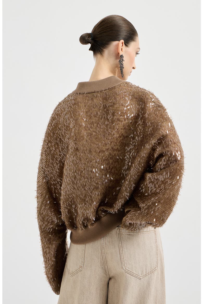 Dazzling Embroidery Bomber, Alternate, color, Beige