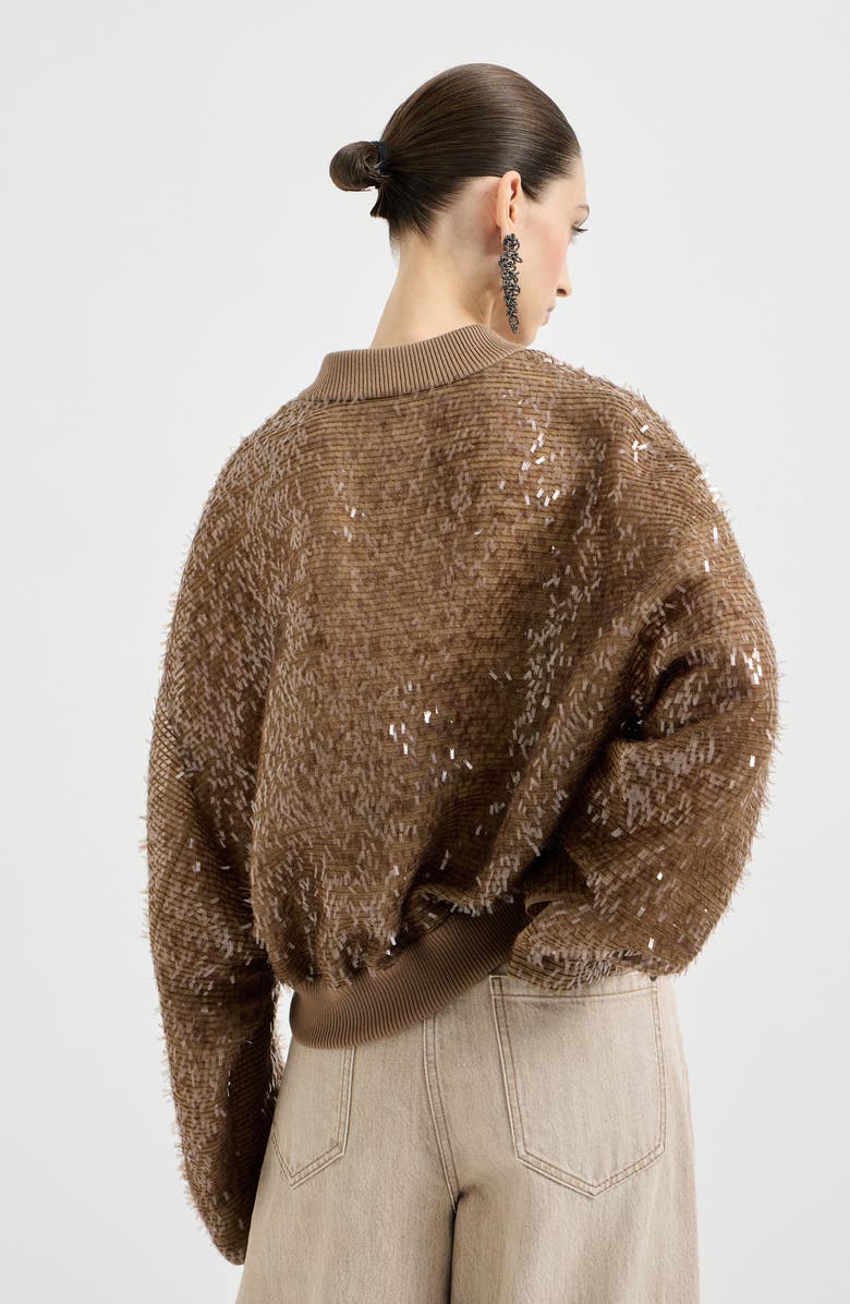 Brunello Cucinelli Dazzling Embroidery Bomber, Alternate, color, Beige