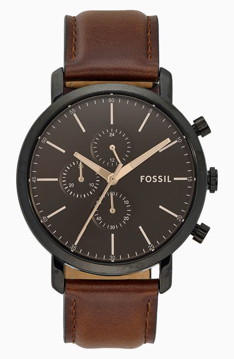 Luther Chronograph Leather Strap Watch, 44mm