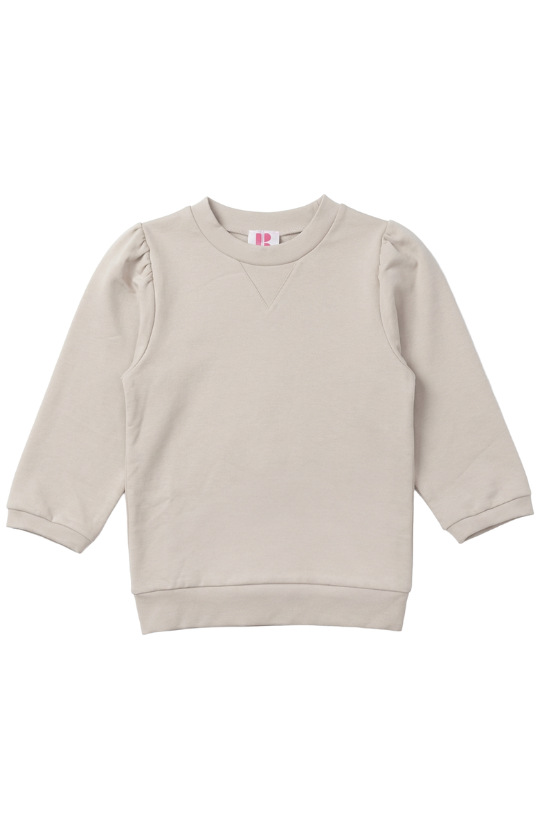 Pinky Promise Puff Sleeve Ribbed Trim Long Sleeve Blouse, Main, color, Beige
