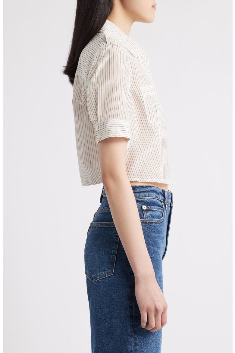 The Stripe Cotton & Silk Utility Shirt, Alternate, color, CREAM MULTI