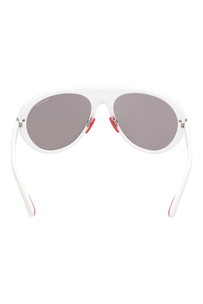 57mm Mirrored Navigator Sunglasses, Alternate, color, SHINY WHITE / SMOKE
