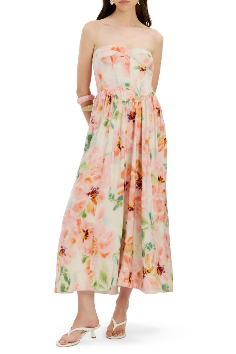 Lola Floral Strapless Corset Dress, Alternate, color, PINK FLORAL