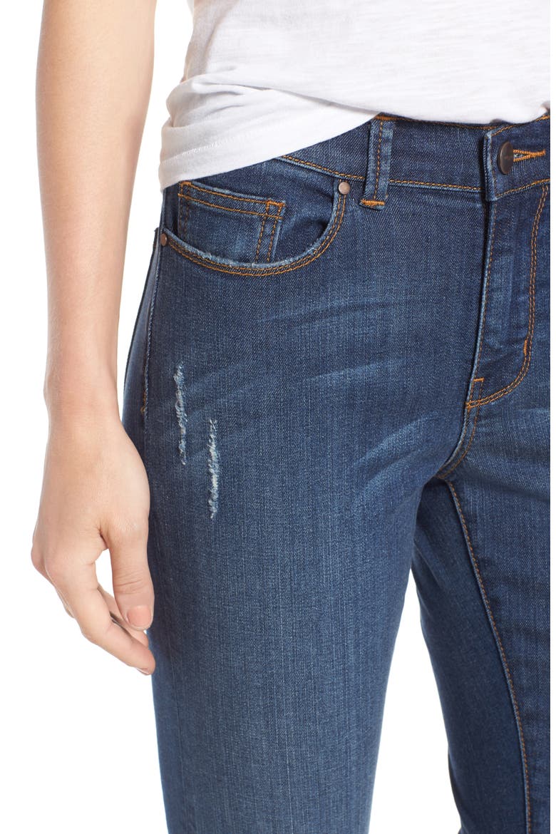 Raw Hem Stretch Straight Leg Jeans, Alternate, color, STARDUST WASH