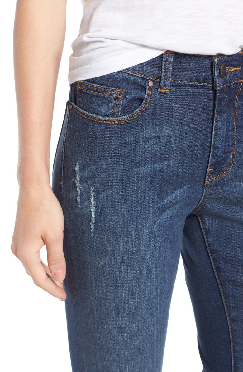 Halogen<sup>®</sup> Raw Hem Stretch Straight Leg Jeans, Alternate, color,