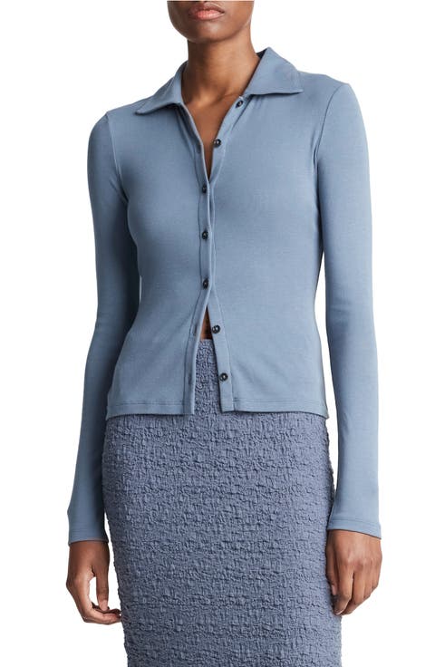 Pima Cotton Blend Button-Up Shirt