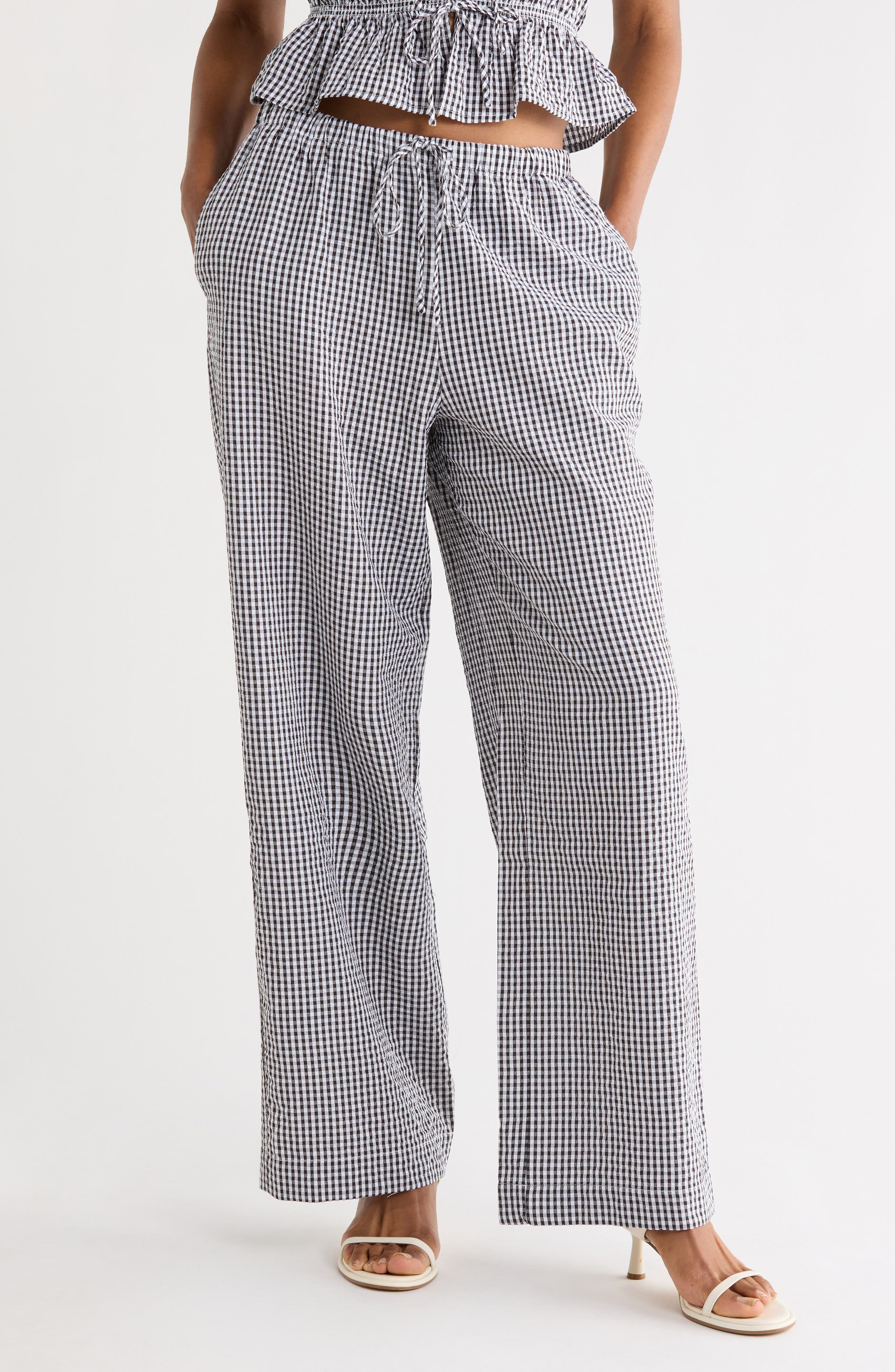 WAYF Seersucker Drawstring Pants