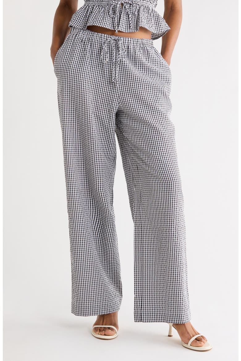 Seersucker Drawstring Pants, Main, color, BLACK SEERSUCKER