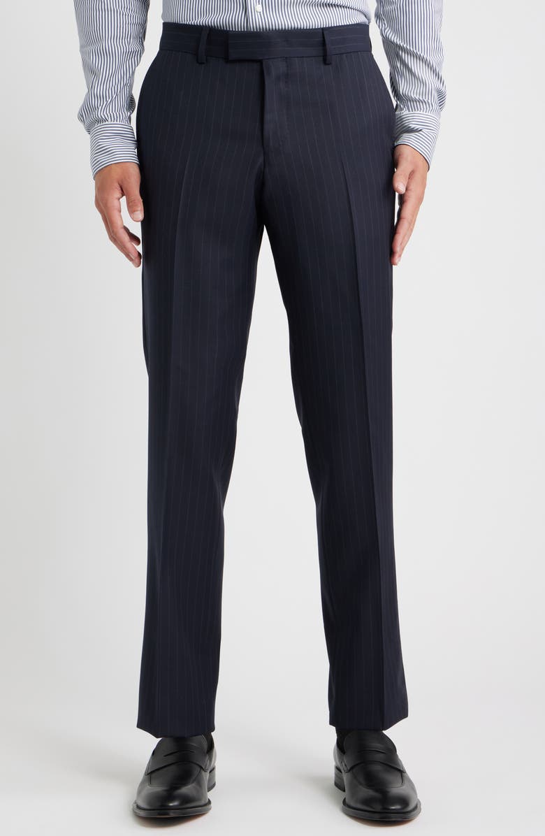 BOSS Huge Slim Fit Navy Pinstripe Wool Suit, Alternate, color, Dark Blue