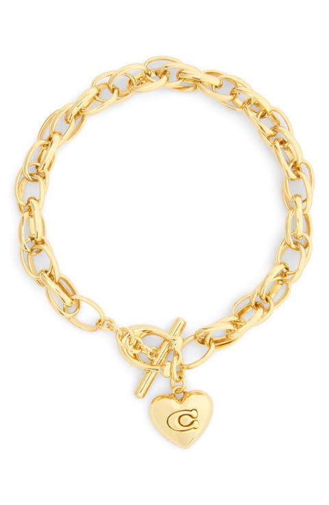 Brushed Link Heart Flex Bracelet