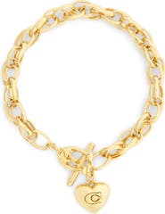 COACH Brushed Link Heart Flex Bracelet
