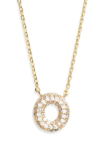 Leith Cubic Zirconia Initial Pendant Necklace In O- Clear- Gold