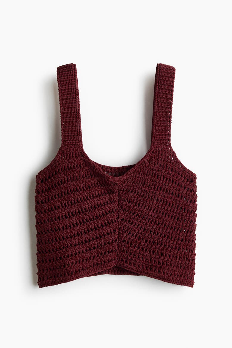 Crochet-look Top, Alternate, color, Dark rust red