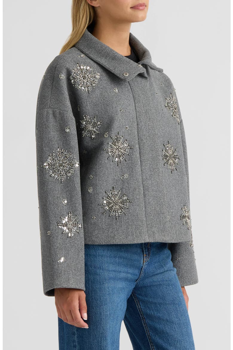 Starburst Faux Wool Cropped Jacket, Alternate, color, CHARCOAL MIX