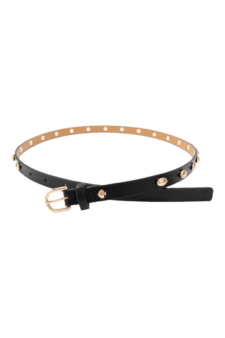 stud leather belt, Main, color, BLACK