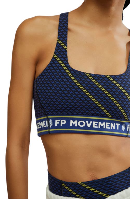 Free People Logo Never Better Square Neck Sports Bra In Black Combo