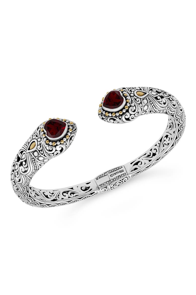 Stone & Sterling Silver Bali Lovina Cuff Bracelet, Main, color, SILVER/ GOLD/ RED