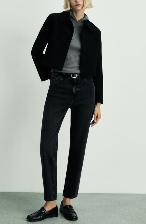 Shop Mango Mom2000 High Waist Straight Leg Jeans In Black Denim