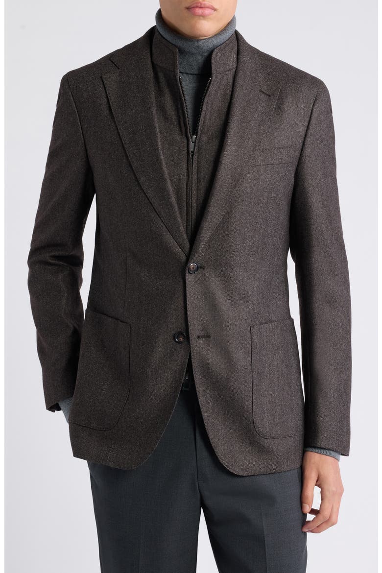 Hutson Wool Blend Blazer with Removable Bib, Main, color, DARK BROWN