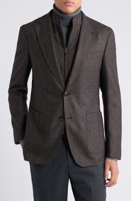 BOSS Hutson Wool Blend Blazer with Removable Bib