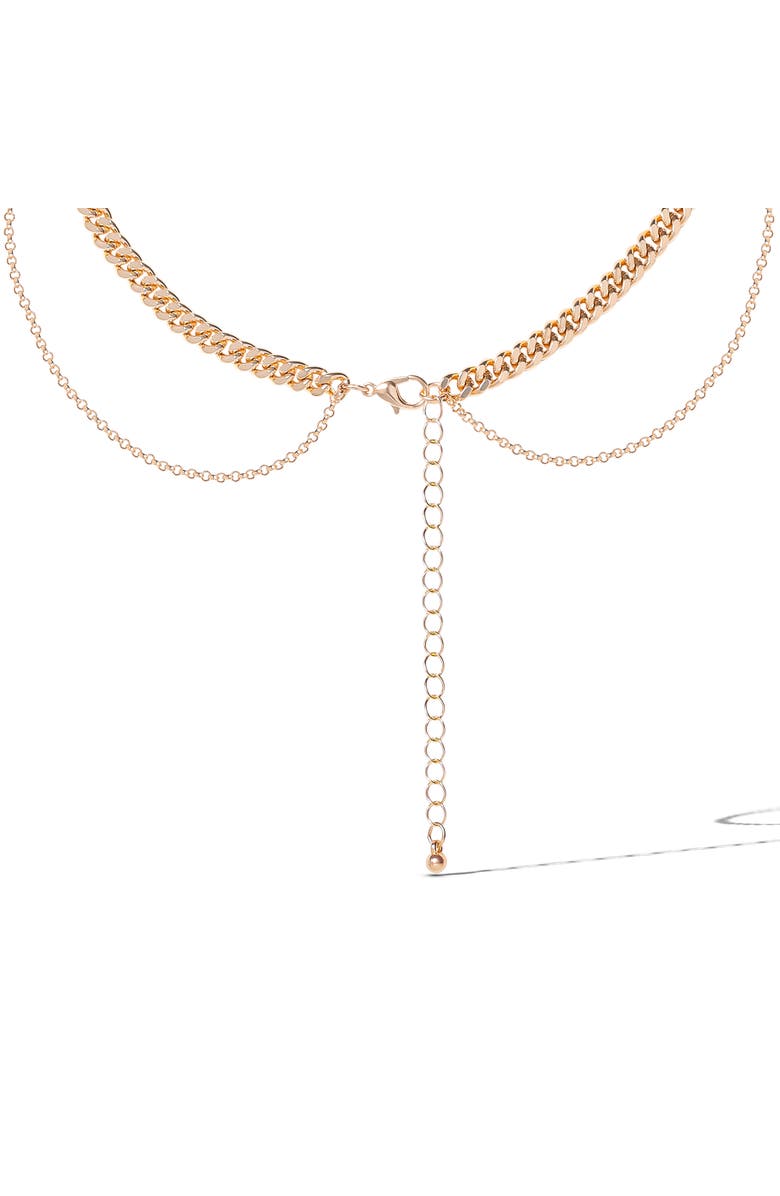 Jessica Simpson Layered Cross Necklace with Crystals, Alternate, color, Gold