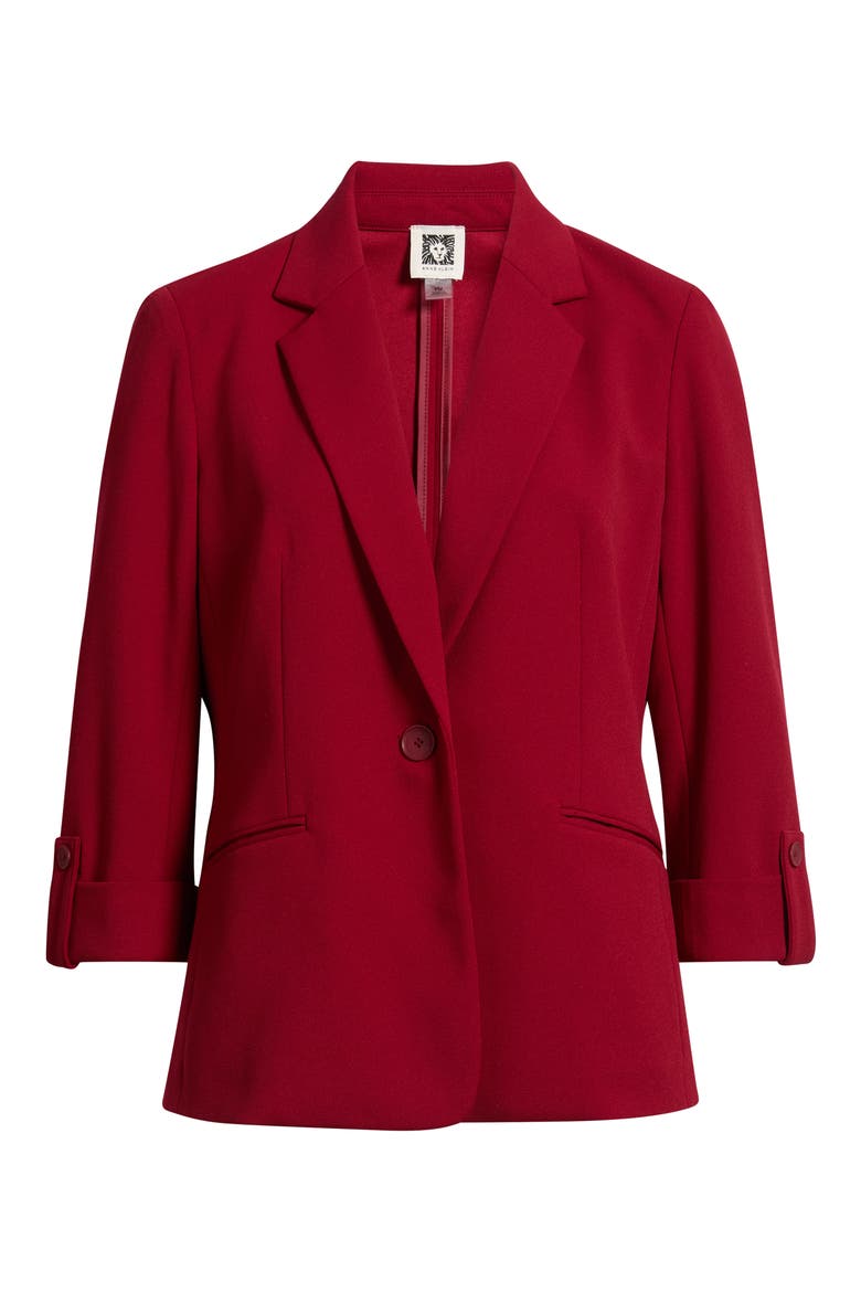 Single Button Notch Collar Blazer, Alternate, color, TITIAN RED