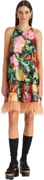 La DoubleJ La Fenice Mini Dress With Feathers Wonderland Black