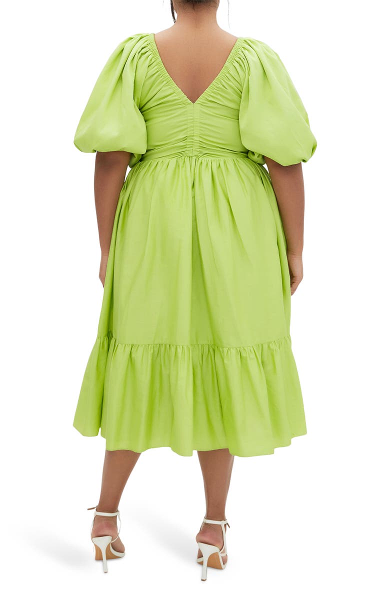 City Chic Grace Tiered Midi Dress, Alternate, color, Pistachio