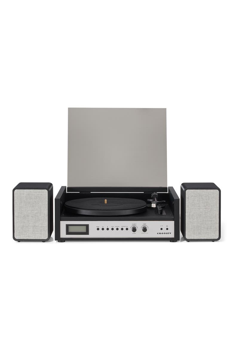 Coda Record Player with Speakers, Alternate, color, BLACK