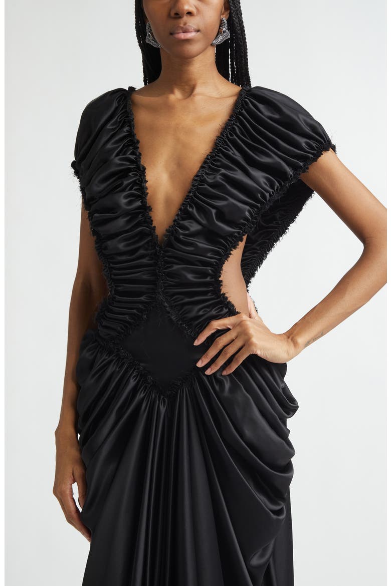 Diamond Satin & Lace Slipdress, Alternate, color, BLACK