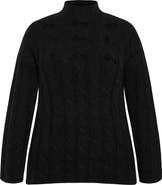 City Chic Iris Mock Neck Cable Knit Sweater