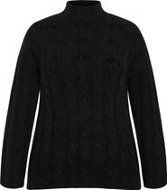 City Chic Iris Mock Neck Cable Knit Sweater