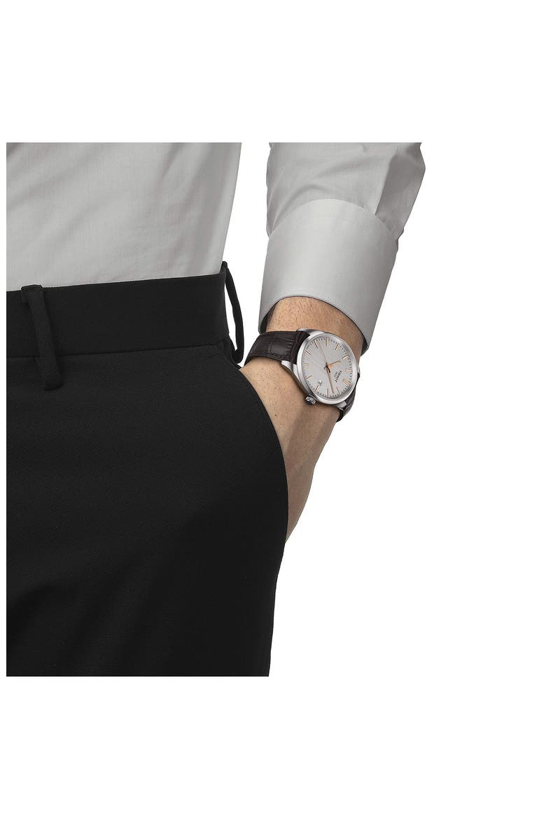 PR 100 Classic Leather Strap Watch, 40mm, Alternate, color, SILVER
