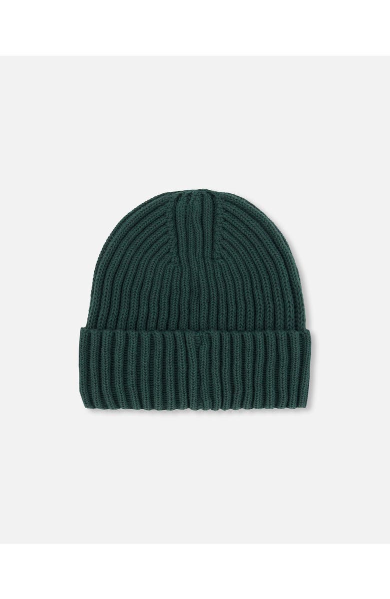 Deux par Deux Boy's Cuffed Knit Hat Forest Green, Alternate, color, 