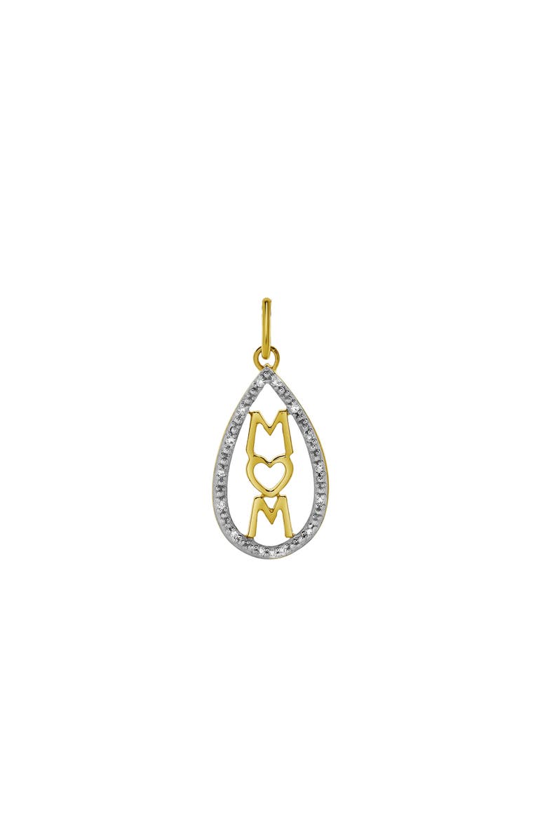 LuvMyJewelry Teardrop Mom Diamond Pendant Necklace in 10K Yellow Gold, Alternate, color, 10K Yellow Gold