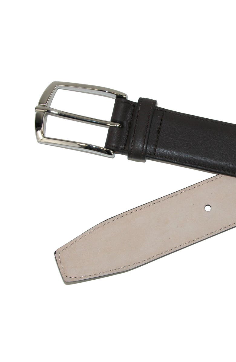 CrookhornDavis Men's Borgo Boxcalf Dress Belt with Solid Brass Buckle, Alternate, color, Dark Brown