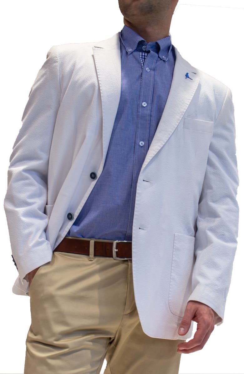 TailorByrd Solid Seersucker Sportcoat, Alternate, color, White