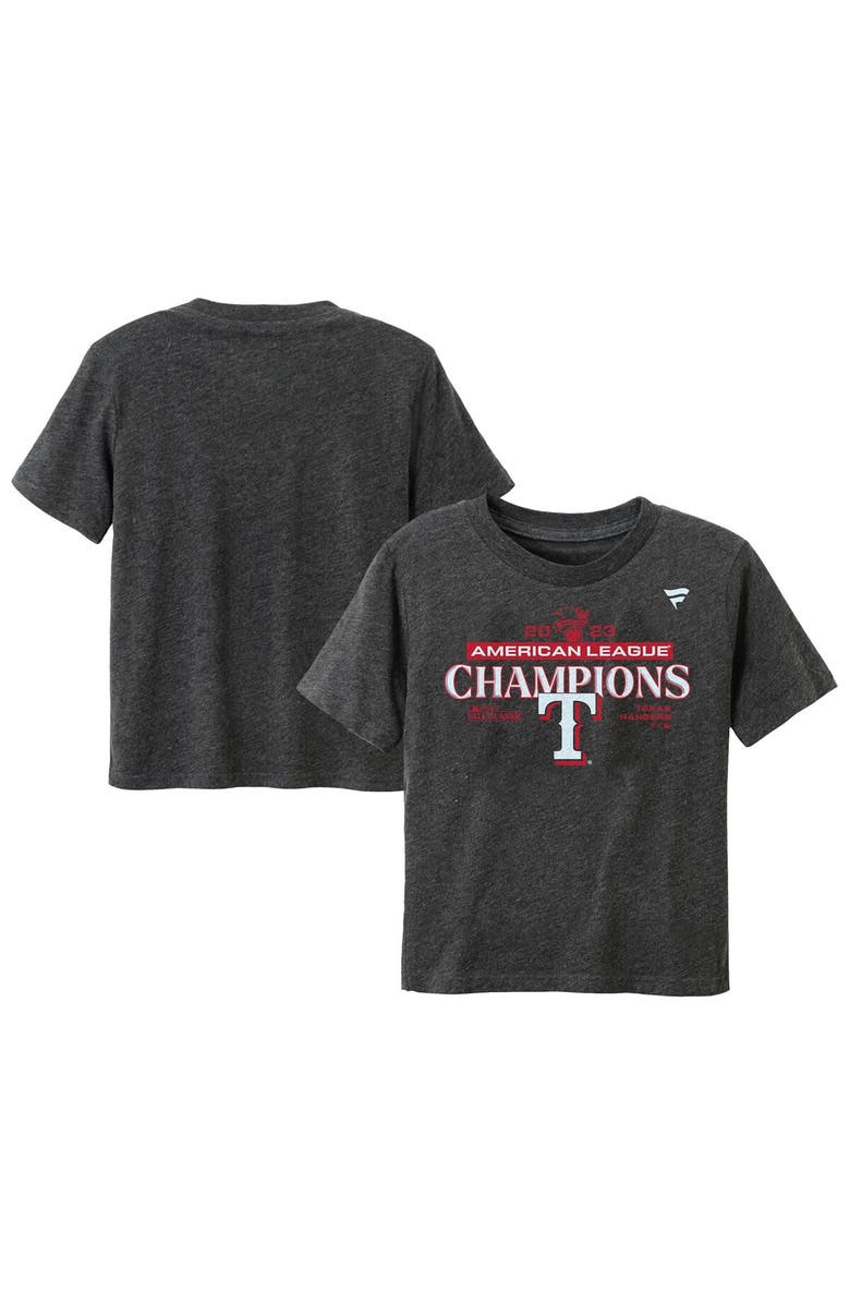 FANATICS Toddler Fanatics Branded Heather Charcoal Texas Rangers 2023 American League Champions Locker Room T-Shirt, Main, color,